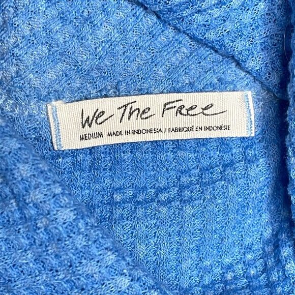 Free People We The Free Westend Thermal Top Blue Oversize Drop Shoulder Medium - Picture 8 of 14